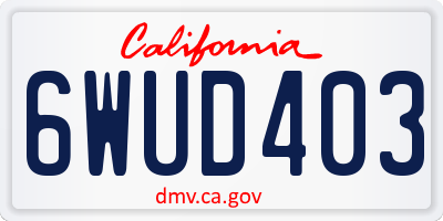 CA license plate 6WUD403