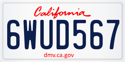 CA license plate 6WUD567
