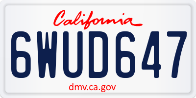 CA license plate 6WUD647