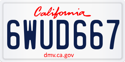 CA license plate 6WUD667