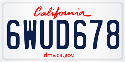 CA license plate 6WUD678