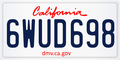 CA license plate 6WUD698
