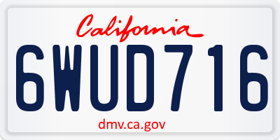 CA license plate 6WUD716