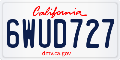 CA license plate 6WUD727