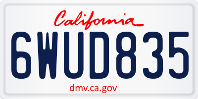 CA license plate 6WUD835