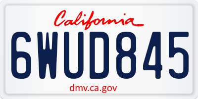 CA license plate 6WUD845