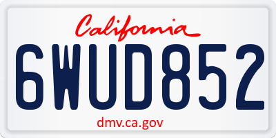 CA license plate 6WUD852