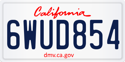 CA license plate 6WUD854