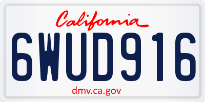 CA license plate 6WUD916