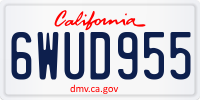 CA license plate 6WUD955