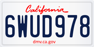 CA license plate 6WUD978