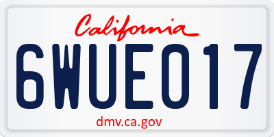 CA license plate 6WUE017