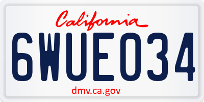 CA license plate 6WUE034