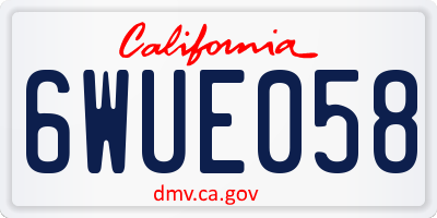 CA license plate 6WUE058