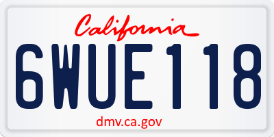 CA license plate 6WUE118