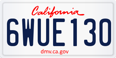 CA license plate 6WUE130
