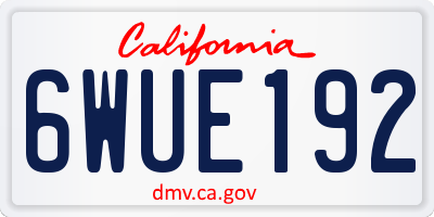 CA license plate 6WUE192