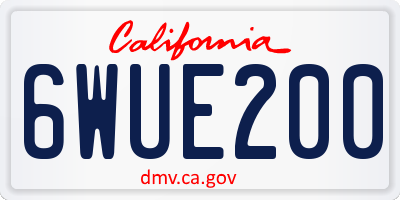 CA license plate 6WUE200