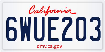 CA license plate 6WUE203