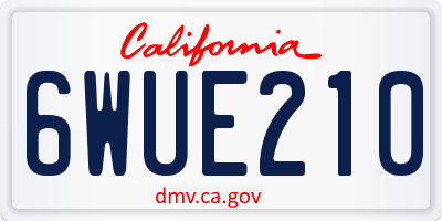 CA license plate 6WUE210