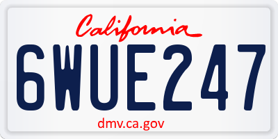 CA license plate 6WUE247