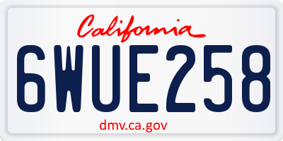 CA license plate 6WUE258