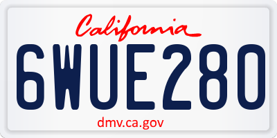CA license plate 6WUE280