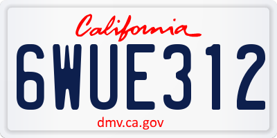 CA license plate 6WUE312