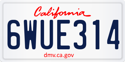 CA license plate 6WUE314