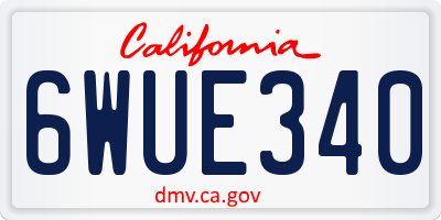 CA license plate 6WUE340