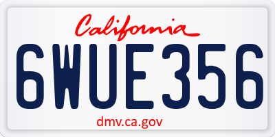 CA license plate 6WUE356