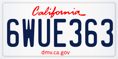 CA license plate 6WUE363