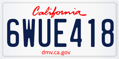 CA license plate 6WUE418