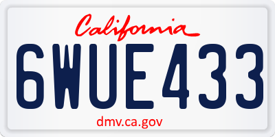 CA license plate 6WUE433