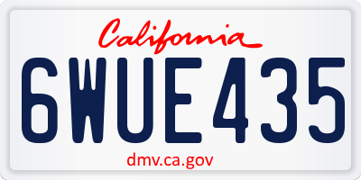 CA license plate 6WUE435