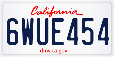 CA license plate 6WUE454