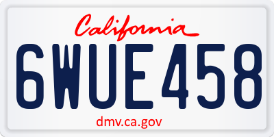 CA license plate 6WUE458