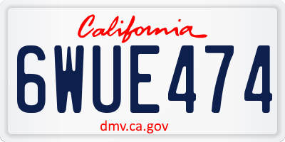 CA license plate 6WUE474