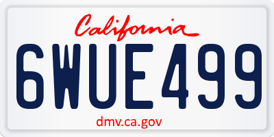 CA license plate 6WUE499