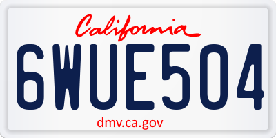 CA license plate 6WUE504