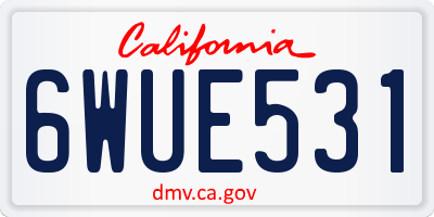 CA license plate 6WUE531
