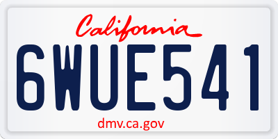 CA license plate 6WUE541
