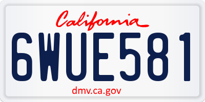 CA license plate 6WUE581