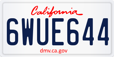 CA license plate 6WUE644