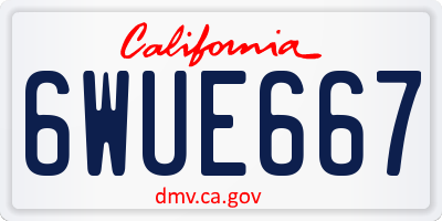 CA license plate 6WUE667