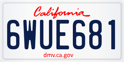 CA license plate 6WUE681