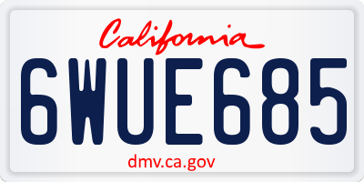 CA license plate 6WUE685