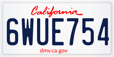CA license plate 6WUE754