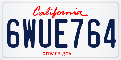 CA license plate 6WUE764