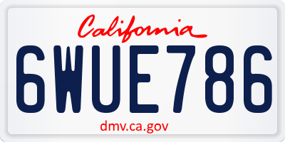 CA license plate 6WUE786
